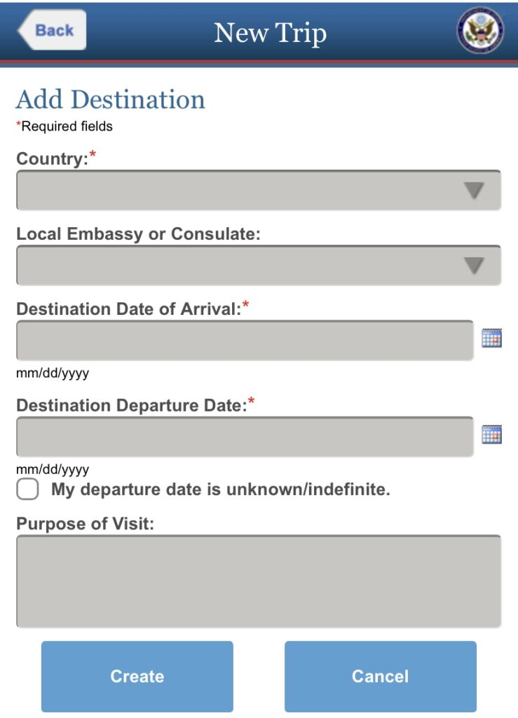 Actual STEP trip registration.